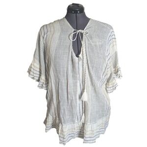 Beachy Resortwear Tunic Kaftan XL Striped Semi Sheer
